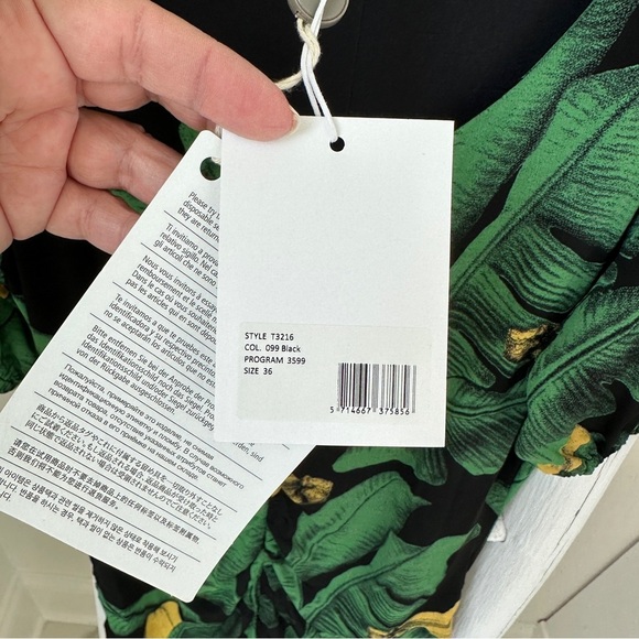 GANNI Ruched Floral Print Stretch Jersey Mini Dress Size 4 - Picture 10 of 15